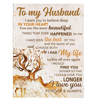 To My Husband I Love You Forever And Always Deer Blankets Gift From Wife Deer White Fleece Blanket A