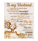 To My Husband I Love You Forever And Always Deer Blankets Gift From Wife Deer White Fleece Blanket A