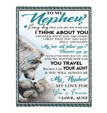 To My Nephew Aunt Love You Forever Wolf White Fleece Sherpa Mink Blanket