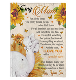 To My Mom Son Love You With Special Love Sunflower Elephant Mother's Day Gift Fleece Sherpa Mink Blanket
