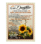 To My Daughter Angel Braver Stronger Smarter I Love You Sunflower Gift From Mom Fleece Sherpa Mink Blanket