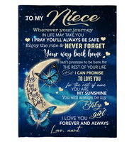 To My Niece I Pray You Safe I Love You Forever Butterfly Gift From Aunt Fleece Sherpa Mink Blanket