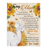 To My Mom Daughter Love You With Special Love Elephant Sunflower Mother's Day Gift Fleece Sherpa Mink Blanket