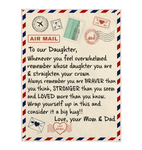 To Our Daughter You Braver Stronger Loved Than You Think Seem Know Big Hug Love Gift From Mom Dad Letter Envelope Fleece Sherpa Mink Blanket