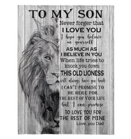 To My Son Never Forger I Love You For Rest Of Mine Believe Dad Gift Lion Fleece Sherpa Mink Blanket