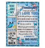 To My Granddaughter I Love You Wrap Yourself Up Consider It Big Hug Butterfly Gift From Grandma Fleece Sherpa Mink Blanket