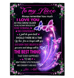 To My Niece I Love You Stay Strong Confident Wrap Yourself Up Big Hug Gift From Aunt Butterfly Fleece Sherpa Mink Blanket