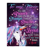 To My Niece You Are Braver Stronger Smarter Than Think Seem Believe GIft From Aunt Unicorn Fleece Sherpa Mink Blanket