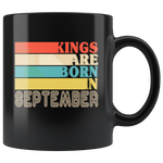 Kings are born in September vintage, birthday black gift coffee mug