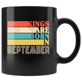 Kings are born in September vintage, birthday black gift coffee mug