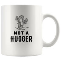 Cactus not a hugger white coffee mug