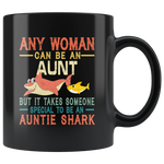 Someone special to be an Auntie shark vintage gift black coffee mug for aunt