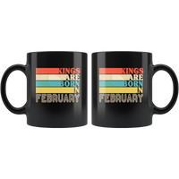 Kings are born in February vintage, birthday black gift coffee mug