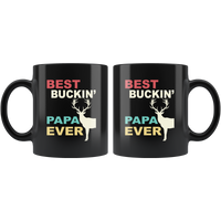Vintage best buckin' papa ever deer, dad, daddy, father's day gift black coffee mug