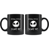 Normal People Scare Me Halloween Gift Black Coffee Mug