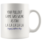 Your Pullout Game Was Weak As Fah La La Happy Fathers Day White Coffee Mug
