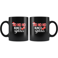 Ho Ho Ho Bunco Bitches Santa Christmas Xmas Gift Black coffee mug