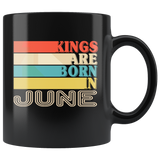 Kings are born in June vintage, birthday black gift coffee mug