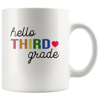 Hello third grade back to school white coffee mug