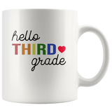 Hello third grade back to school white coffee mug