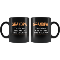 Grandpa the man the myth the legend, father's day black gift coffee mug