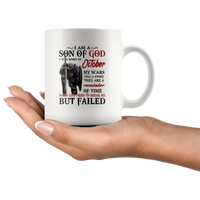 Knight I Am Son Of God Born In October Life Tried Break Me But Failed Warrior Templar Birthday White Coffee Mug