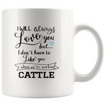 I will always love you but I don’t have to like you white coffee mug