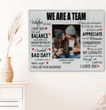 Personalized Custom Photo Name Date We Are Team Wedding Anniversary Gift Idea Canvas For Wife Husband, Valentines Day Gifts For Her Him Couple