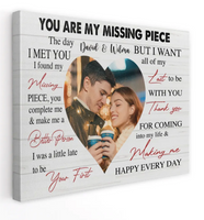 My Missing Piece Personalized Custom Photo Name Wedding Anniversary Gift Ideas Canvas, Valentine Day Gift Canvas For Wife Husband Her Him Couple