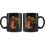 November woman three sides quiet, sweet, funny, crazy, birthday black gift coffee mug