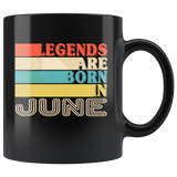 Legends are born in June vintage, birthday black gift coffee mug