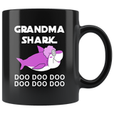 Grandma shark doo doo doo black coffee mug, mother's day black gift