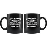 Oklahoma Nurses Never Fold Play Cards Black Coffee Mug