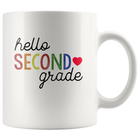 Hello second grade back to school white coffee mug