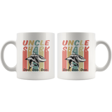Retro Vintage uncle shark doo doo doo white gift coffee mug