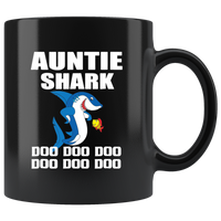 Auntie shark doo doo doo black coffee mugs aunt shark funny gift