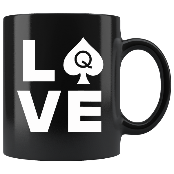 Womens Queen Of Spades Black Coffee Mug