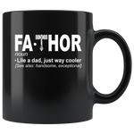 Fathor like a dad just way cooler, father's day black gift coffee mug