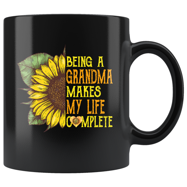 Being A Grandma Makes My Life Complete Sunflower Black Coffee Mug