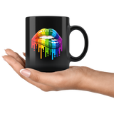 Lgbt Gay Homosexual Lesbian Rainbow Lip Pride Black Coffee Mug