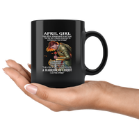 April Girl The Devil Whispered In My Ear Child of God Woman Faith Warrior Christ I'm Storm Birthday Gift Black Coffee Mug