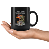 April Girl The Devil Whispered In My Ear Child of God Woman Faith Warrior Christ I'm Storm Birthday Gift Black Coffee Mug