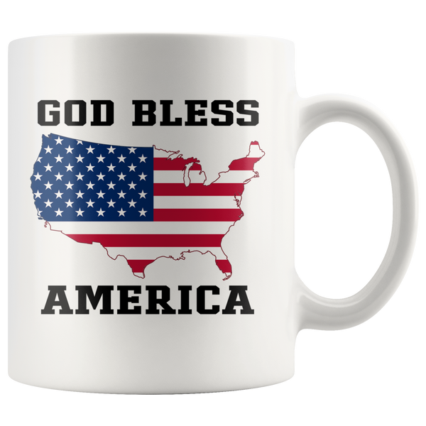 God Bless America Flag White Coffee Mug Mugs