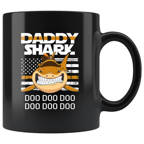 Sailor Daddy Shark Funny, Father's day black gift coffee mug