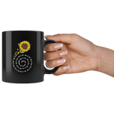 Let it be sunflower round black coffee mug