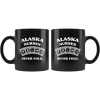 Alaska Nurses Never Fold Play Cards Black Coffee Mug