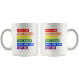 100% love equality loud proud together me lgbt gay pride rainbow black coffee mug