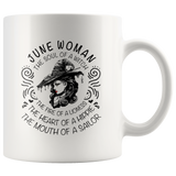 June Woman The Soul Of A Witch The Fire Lioness The Heart Hippie The Mouth Sailor gift white coffee mug