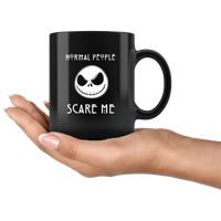 Normal People Scare Me Halloween Gift Black Coffee Mug