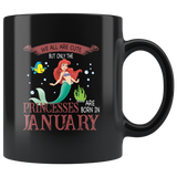 We are cute, princesses are born in January, birthday gift mermaid black gift coffee mug